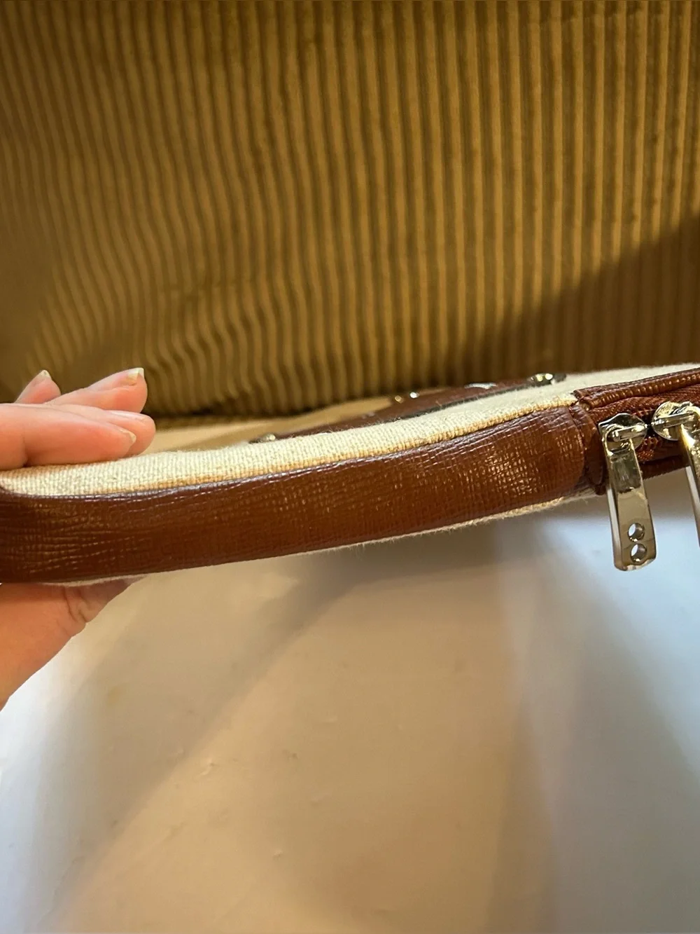 Knomo Laptop Case Bag Linen Cognac 12.5” x 8.5”